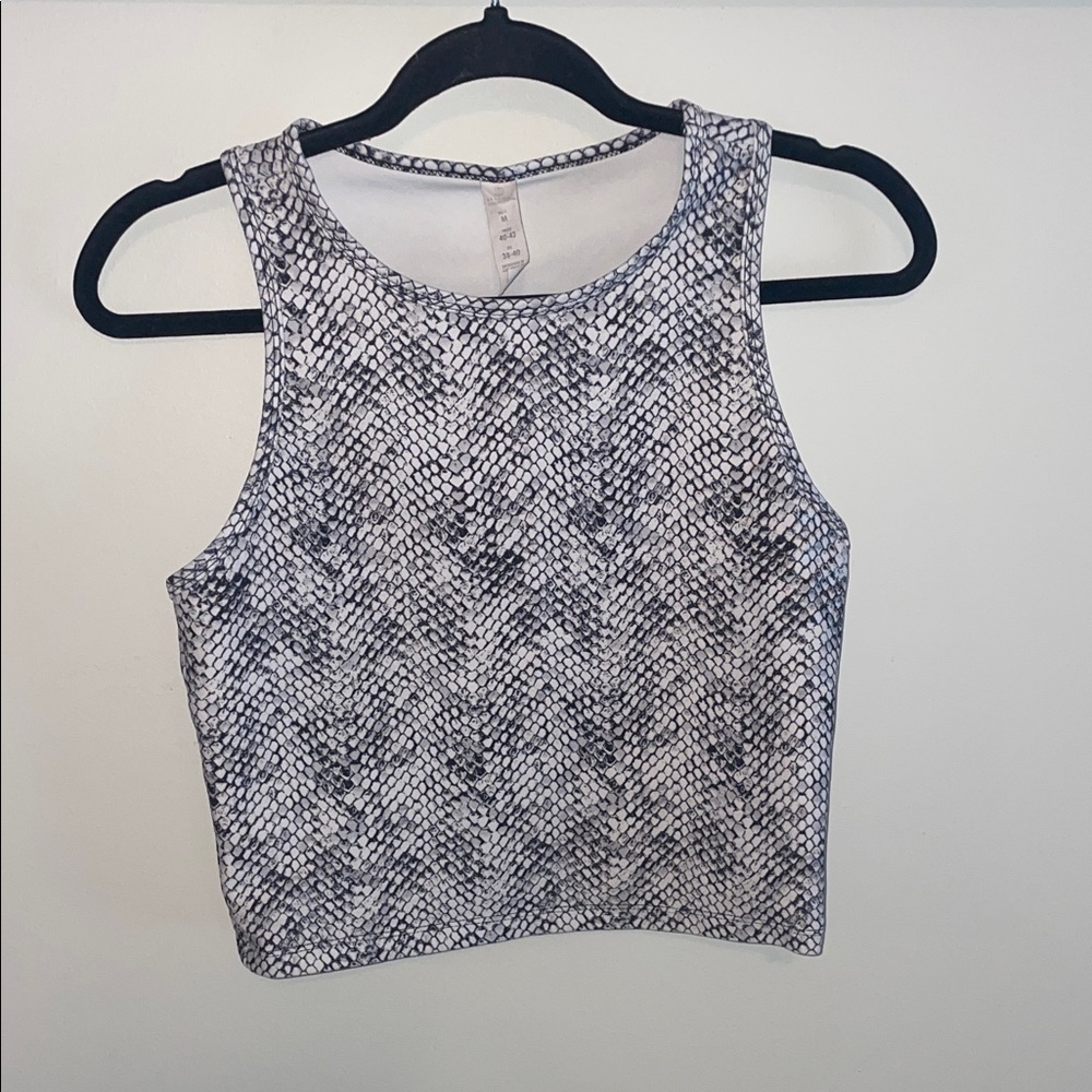 Balance Collection Snake-Print Cropped Tank Top - White & Black
